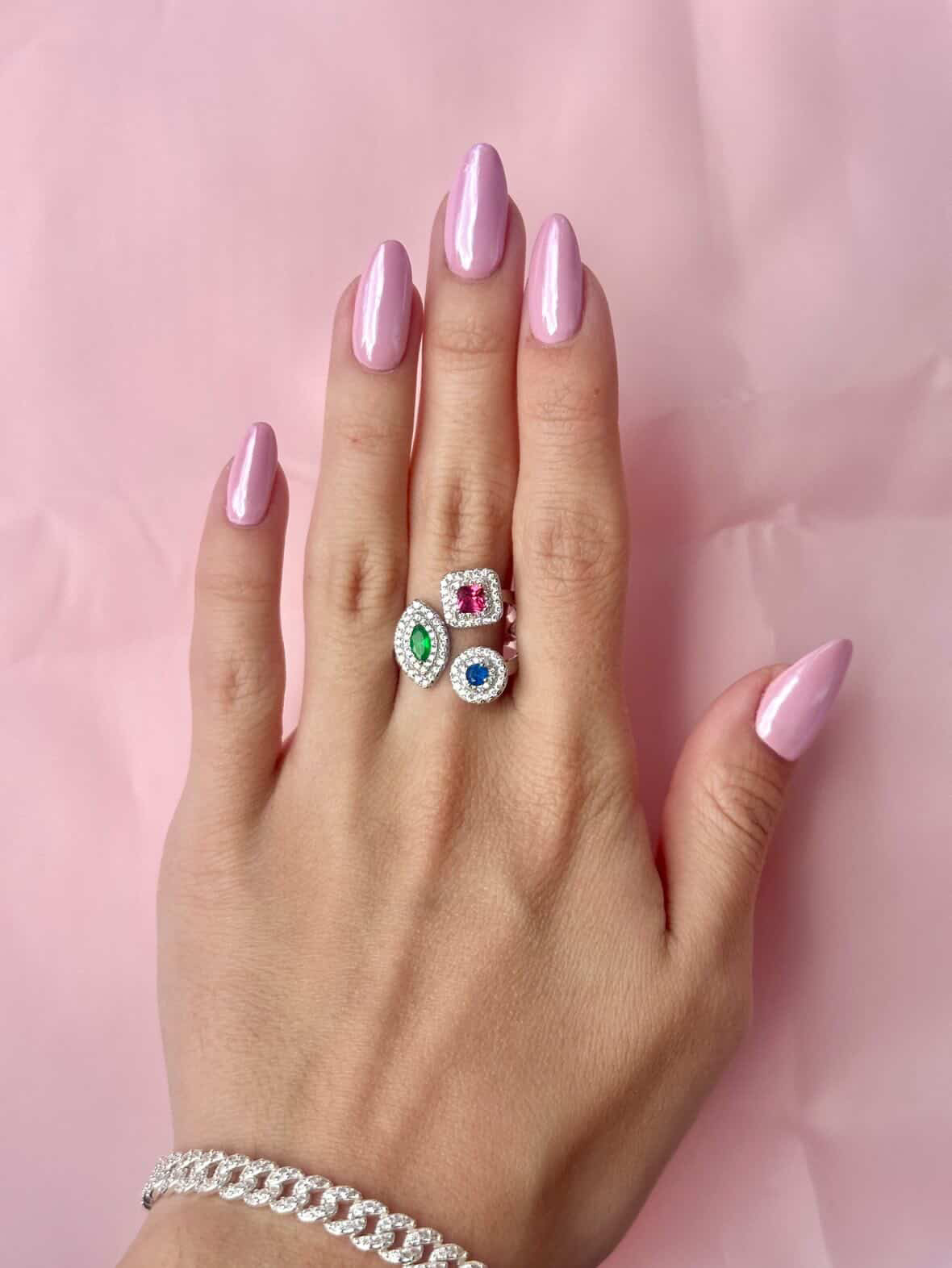 Tricolor Gem Trio Ring
