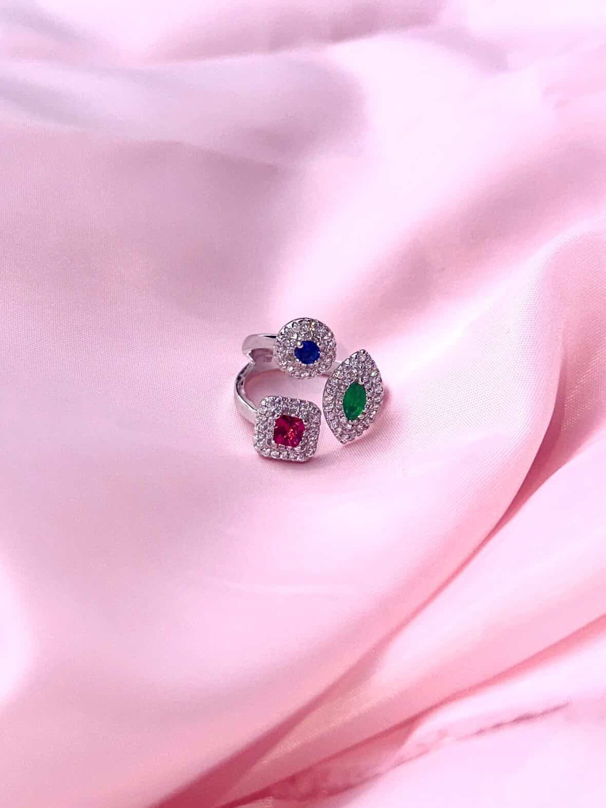 Tricolor Gem Trio Ring