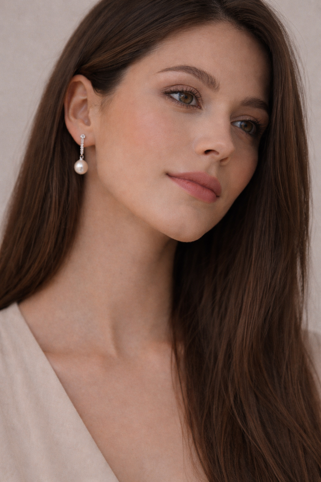 Nacre Silberohrringe mit funkelnden Steinen und zarten Perlen – klassische raffinierte Eleganz