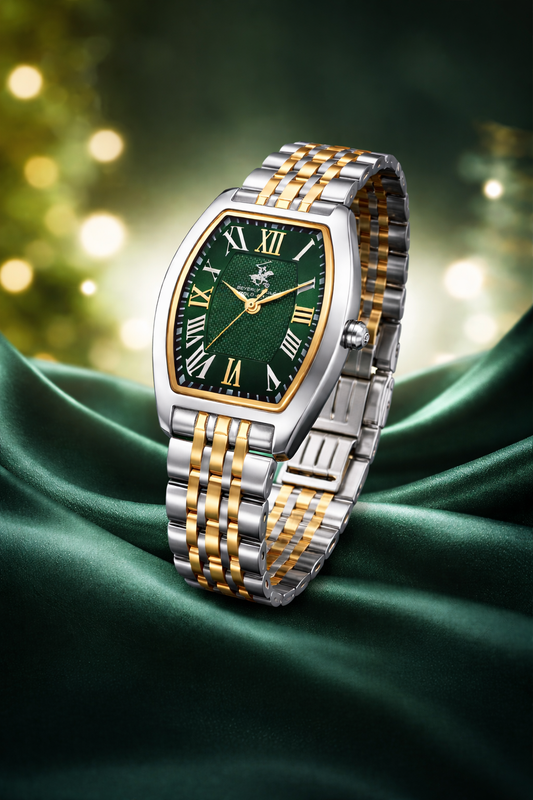 Imperial Verde Damenuhr mit grünem Zifferblatt und goldenem Edelstahlgehäuse