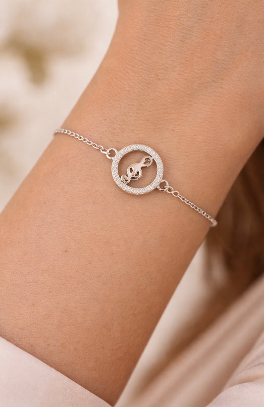 Harmony Shine Silberarmband mit Notenschlüssel-Motiv – zartes Design für Musikliebhaber