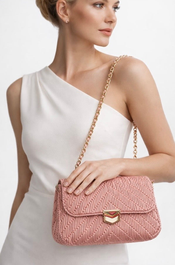 Elegante Lumiere Knit Handtasche in Strickoptik handgefertigt